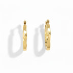 Sculpted Gold Angular Hoops - Wavy Square Hoop Earrings