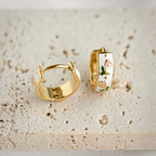 Blueyejewelry - Gold Enamel Tulip Flower Hoop Earrings - 925 Sterling Silver