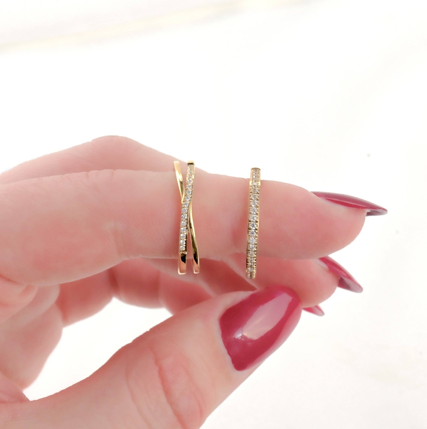 Waterproof Stacker Rings - Pave Diamond Slim Ring