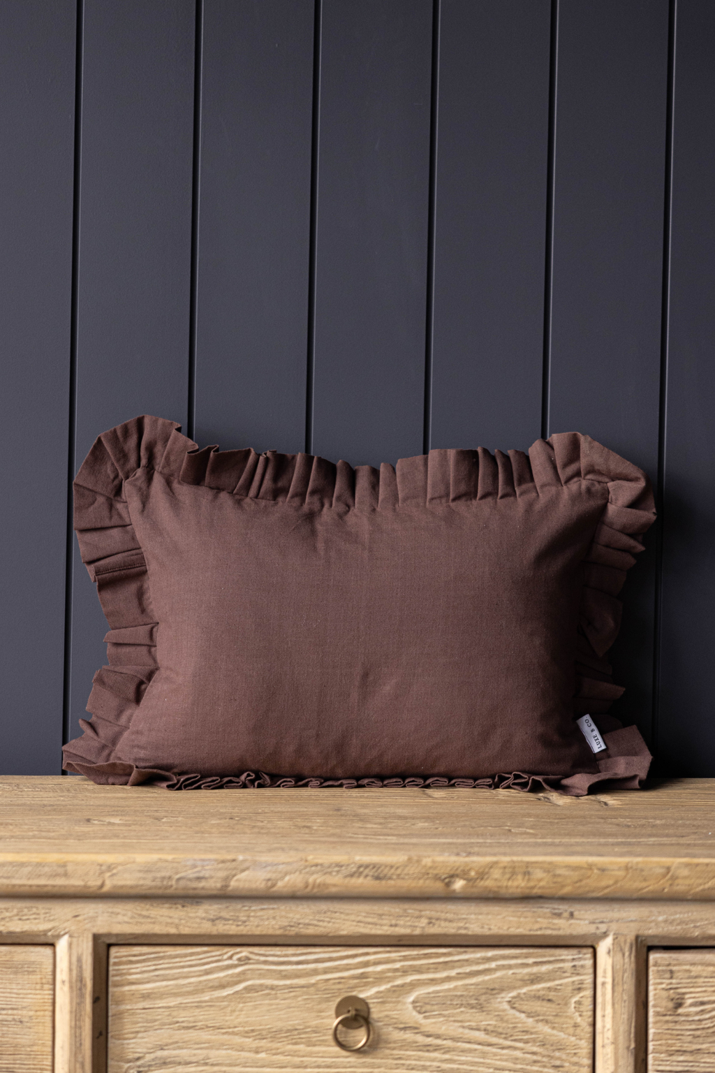 Luxe B Co- Ruffle Lumbar Pillow Cover Brown