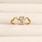 Blueyejewelry - Slim Wave CZ Rings - Wavy Diamond Gold Ring - Pear Wave Ring