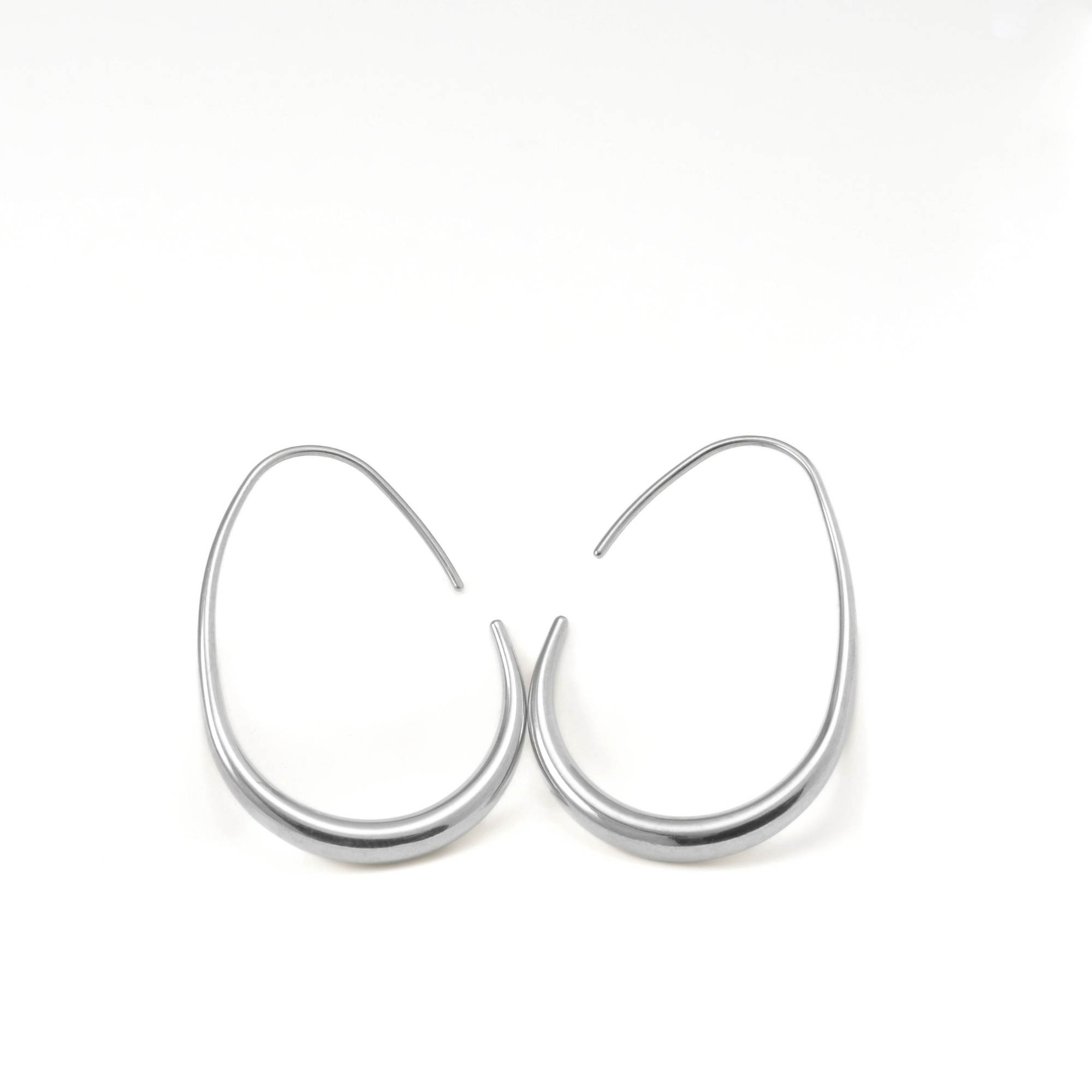 Blueyejewelry  - Stainless Steel Pear Hoop Earrings