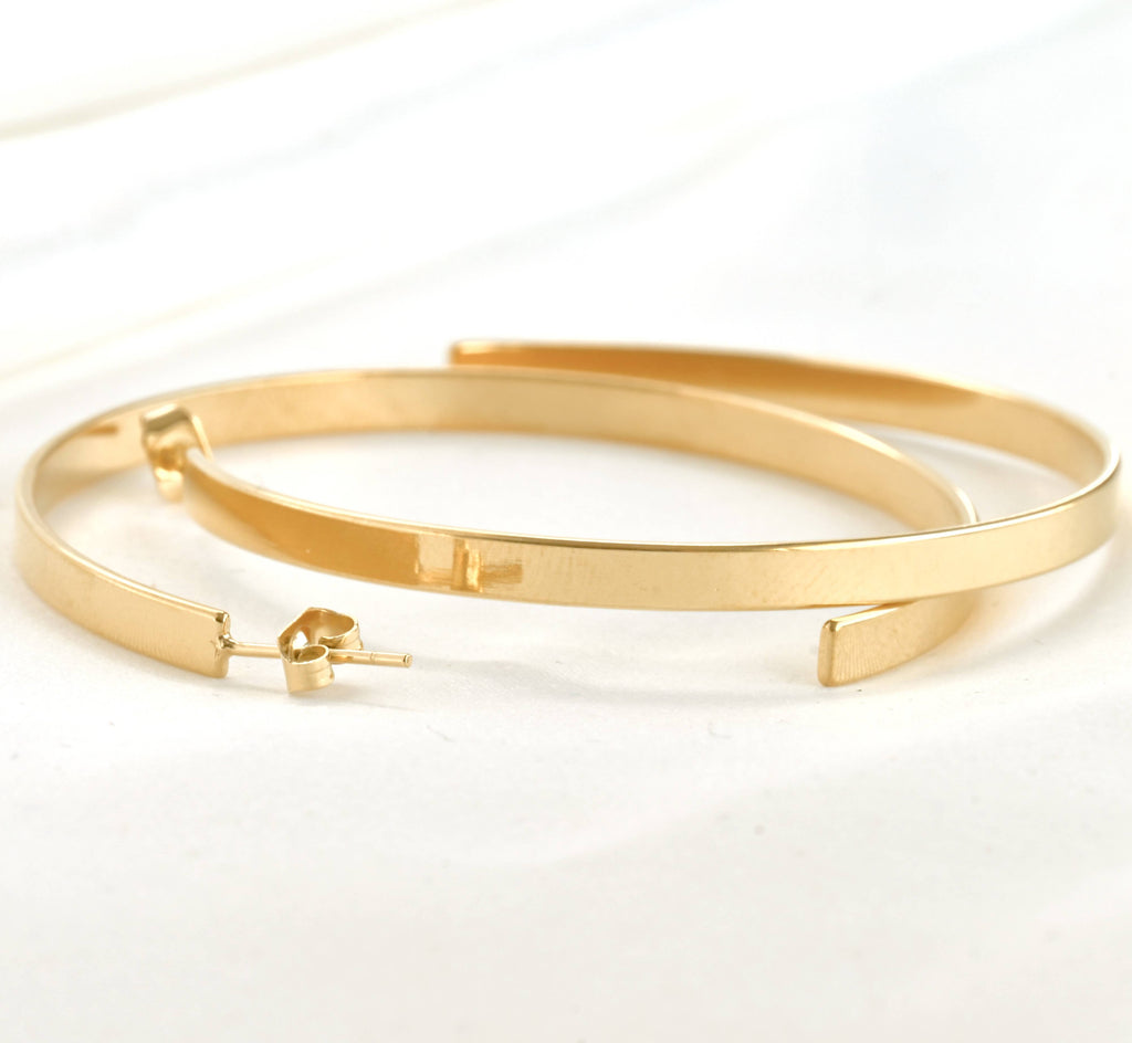 Lightweight Oversized Hoops - 55 mm Large Flat Hoop Earrings