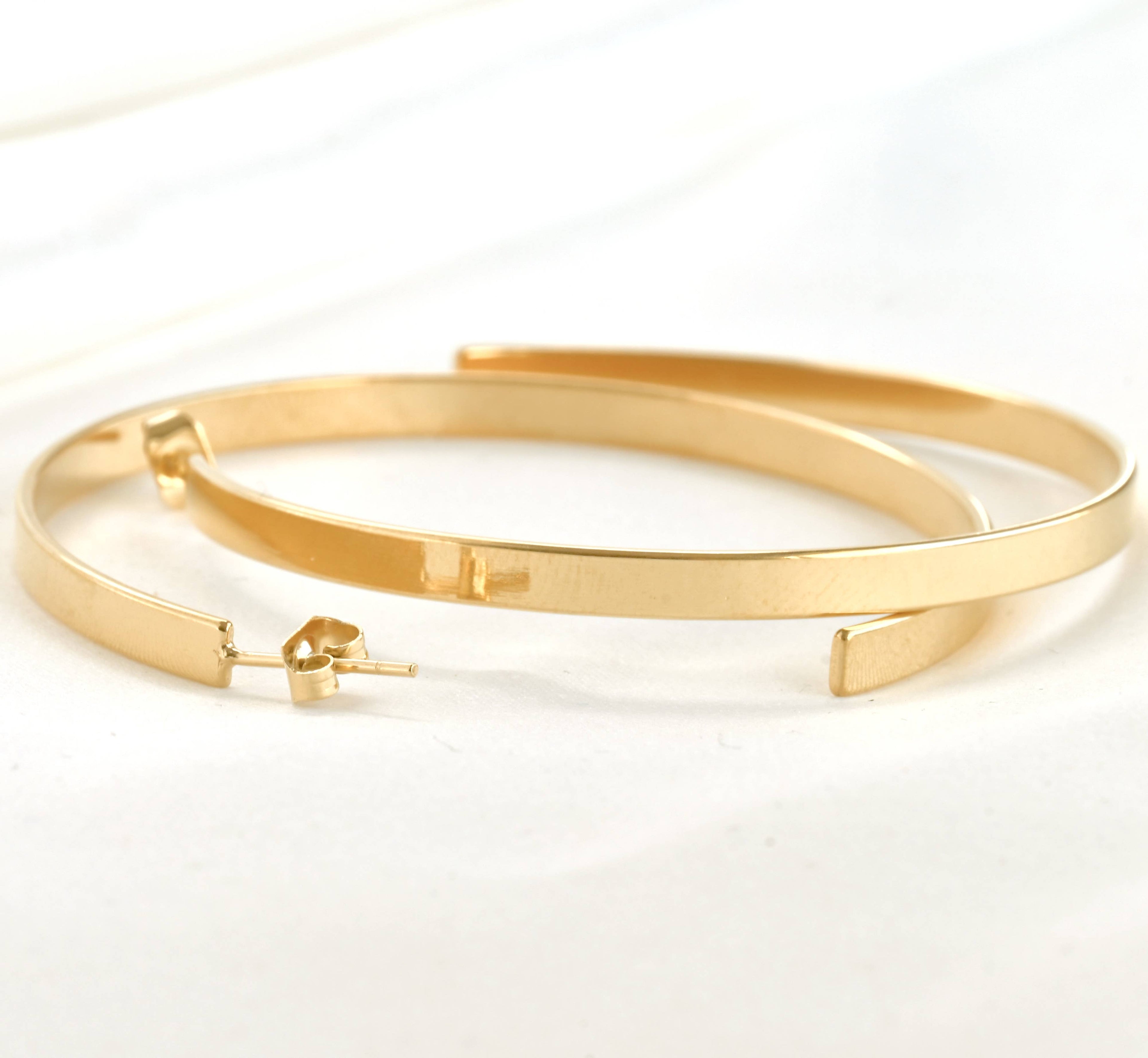 Lightweight Oversized Hoops - 55 mm Large Flat Hoop Earrings