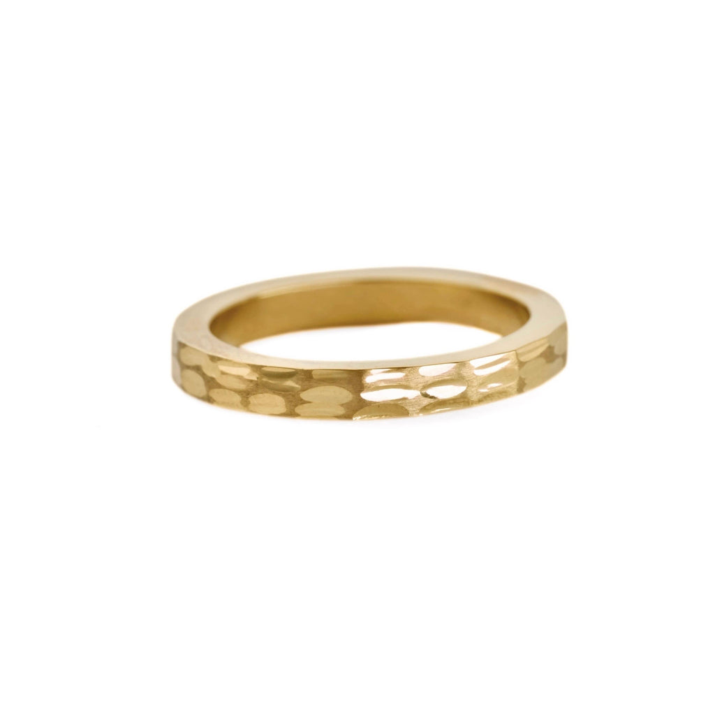 Blueyejewelry - Etched Lines Angular Gold Ring - Stainless Steel Gold Ring