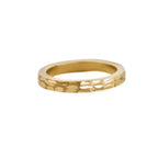 Blueyejewelry - Etched Lines Angular Gold Ring - Stainless Steel Gold Ring