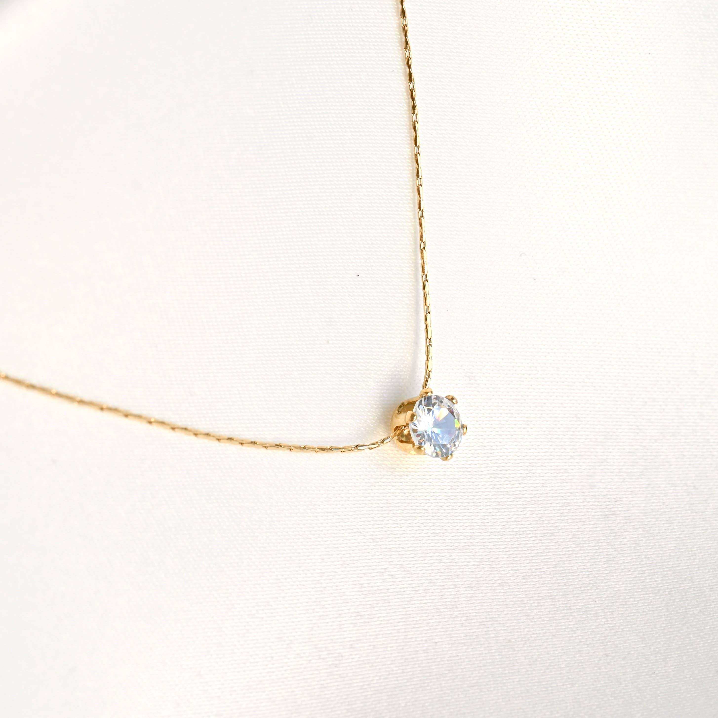 Solitaire Necklace - Tarnish-free Diamond Pendant