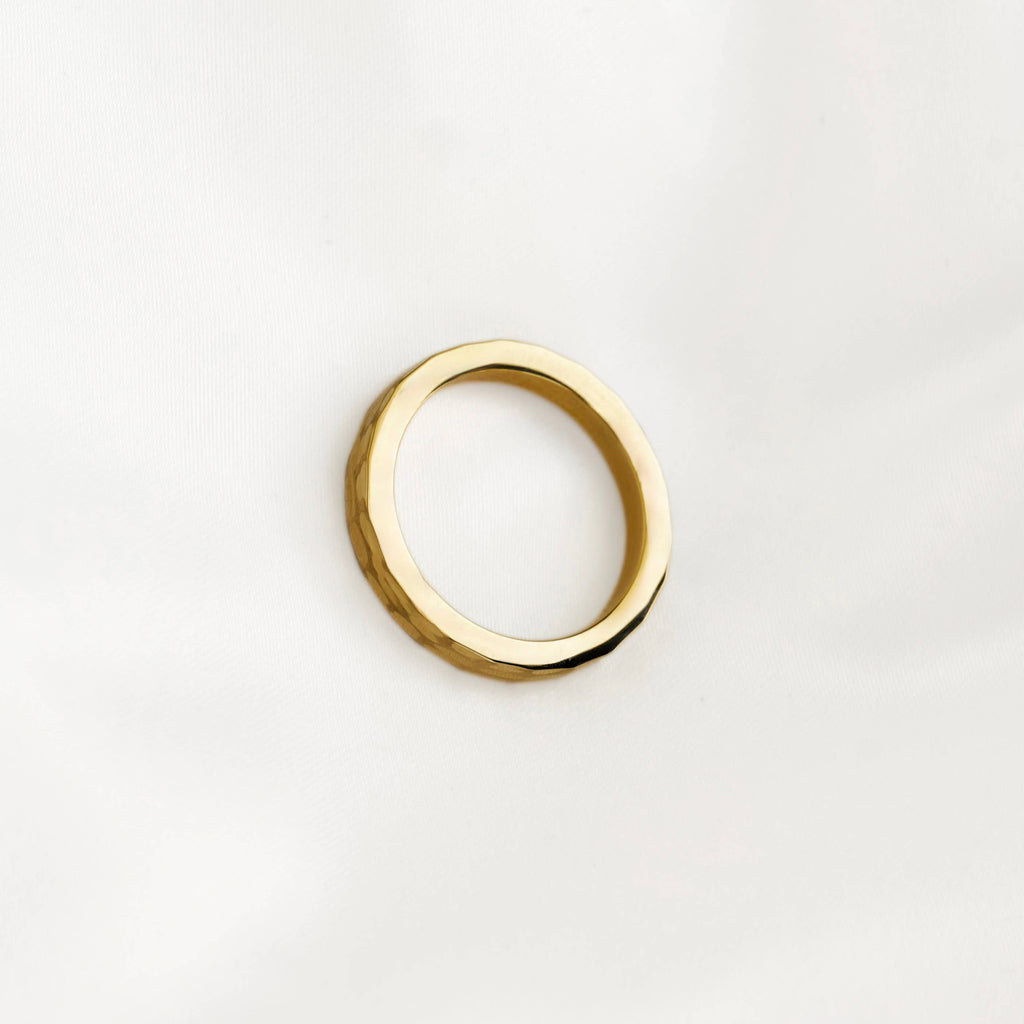 Blueyejewelry - Etched Lines Angular Gold Ring - Stainless Steel Gold Ring