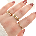 Blueyejewelry - Gold Pave CZ Coin Ring - Stainless Steel Round Diamond Ring