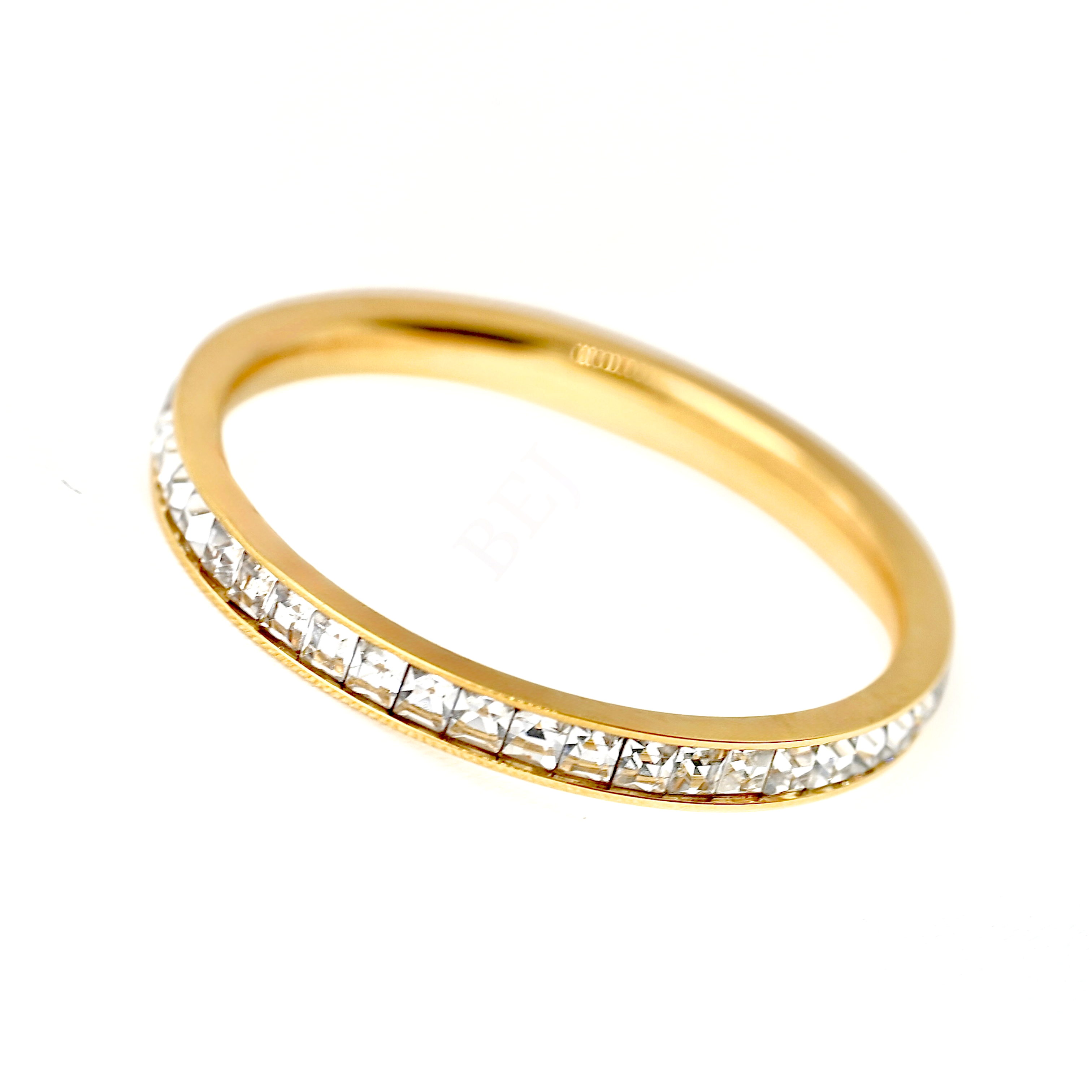 Blueyejewelry - Slim Eternity Ring - Thin Channel-set Ring - Gold CZ Ring