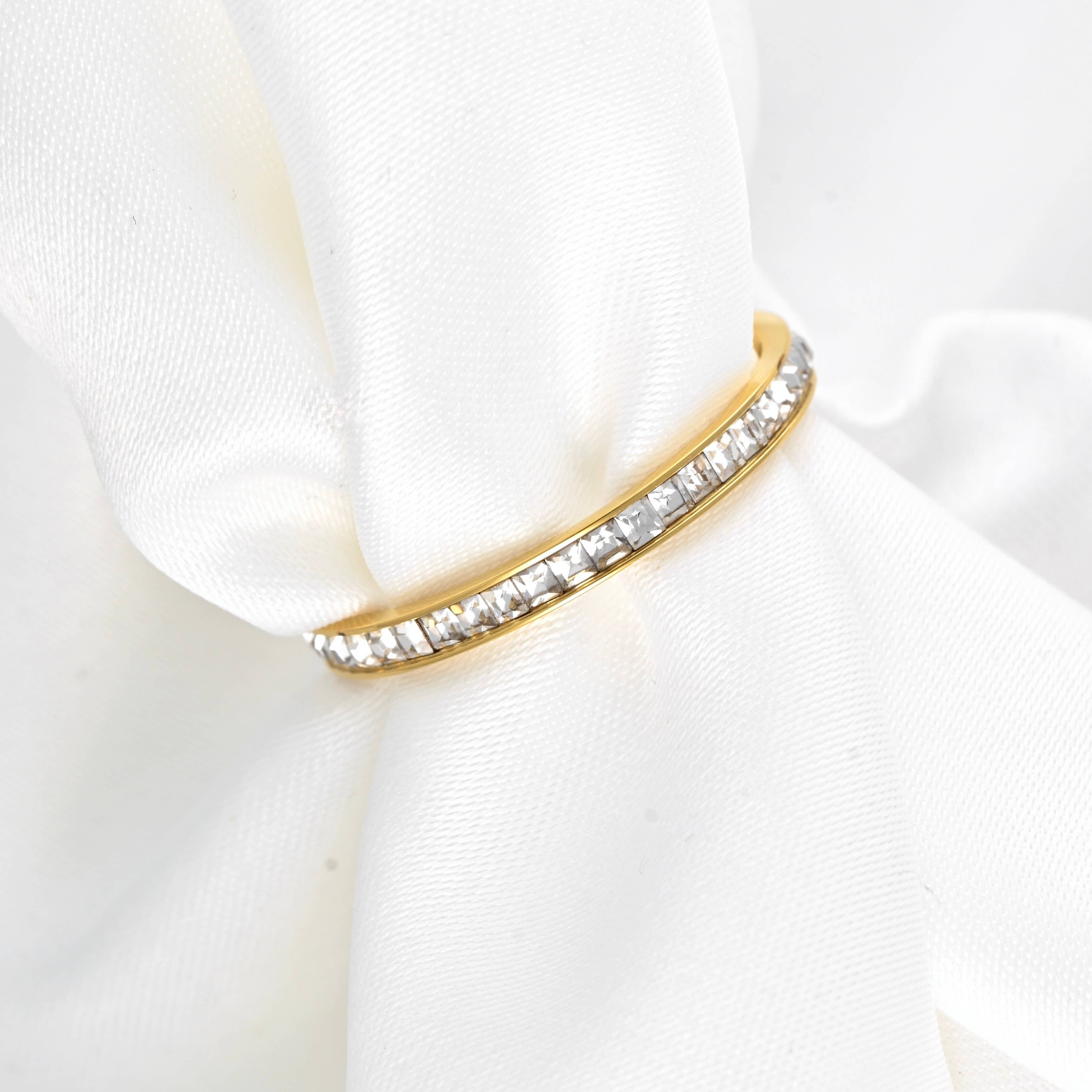 Blueyejewelry - Slim Eternity Ring - Thin Channel-set Ring - Gold CZ Ring