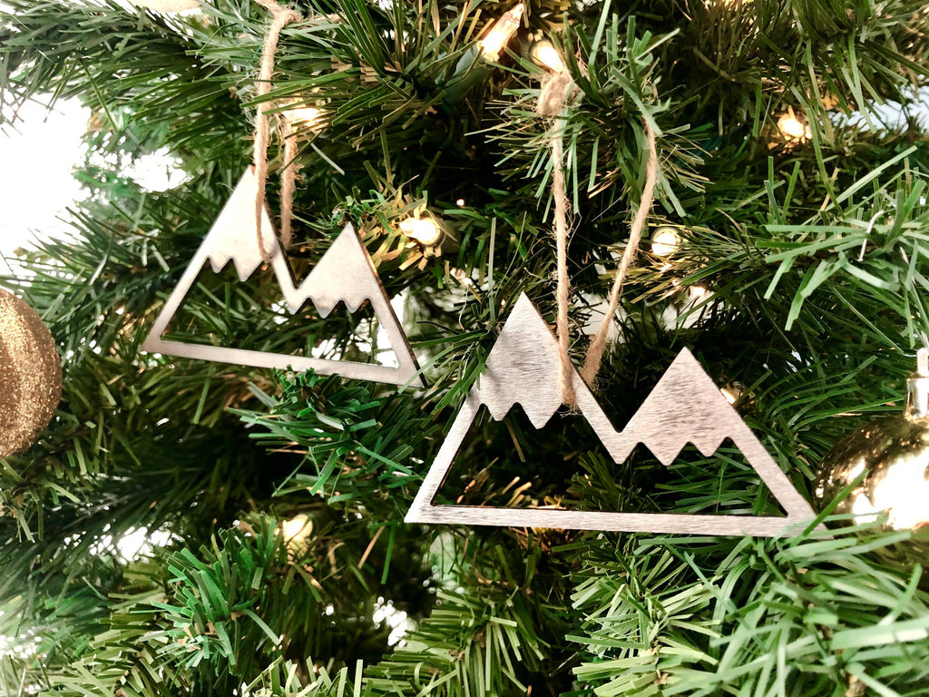 Rustic Metal Mountain Christmas Ornament