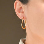 Flat Teardrop Hoops - Waterproof Thin Oval Hoop Earrings