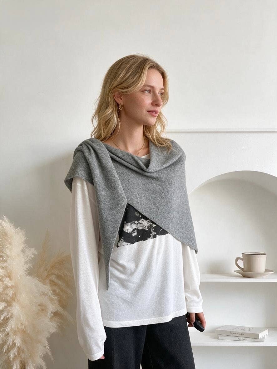 Silrenza Global Inc - Cashmere-Feel Triangle Shawl – Oversized Cozy Wrap Scarf