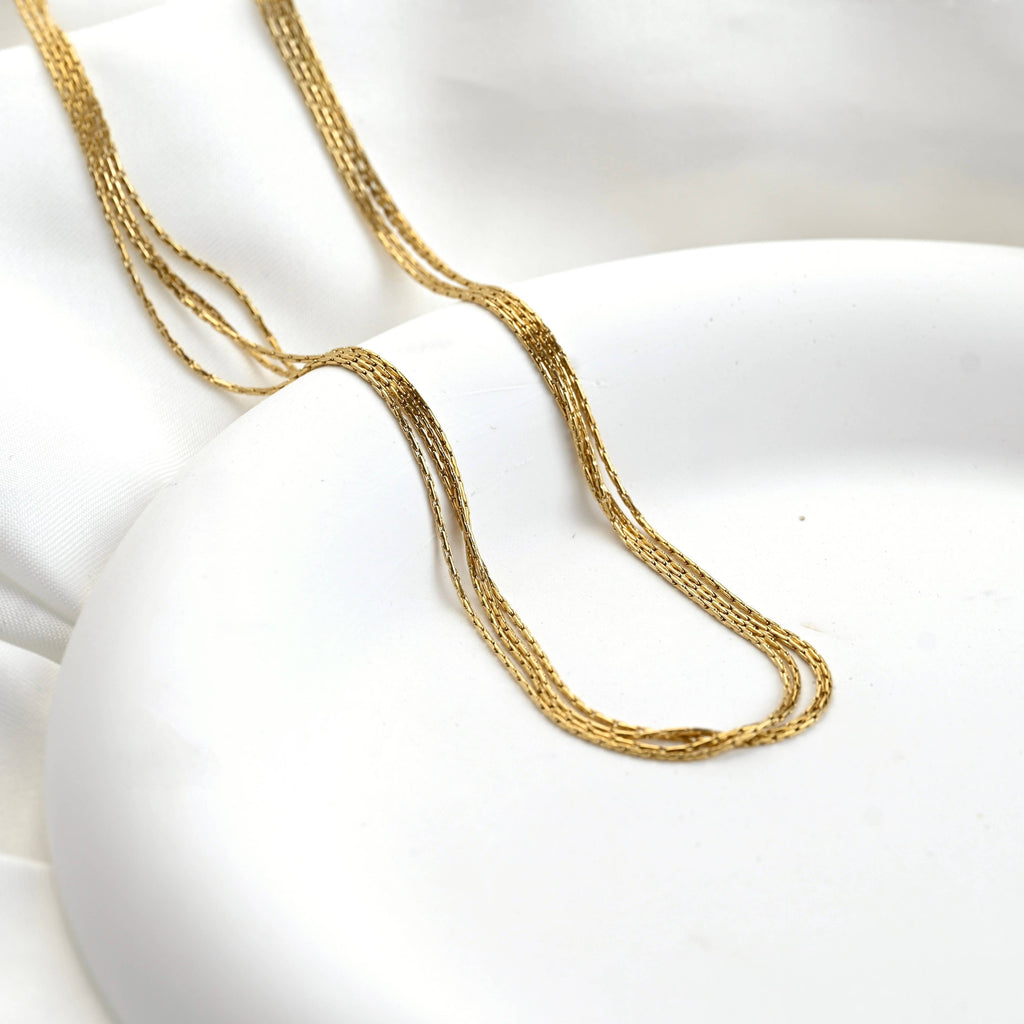 Blueyejewelry - 18k Gold Layered Chain Necklace - Shimmering 4-layered Chain