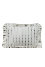 Luxe B Co - Ruffle Lumbar Pillow Cover Embroidery Olive Green Stripes