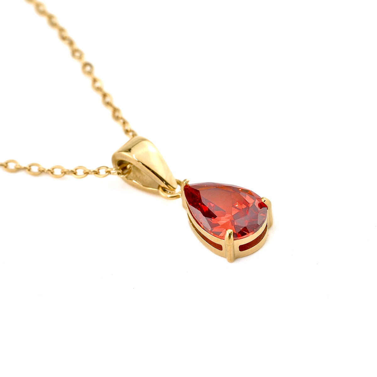 Blueyejewelry - Pear CZ Necklace - Tear Drop Diamond Birthstone Pendant