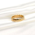 Twisted Bold Ring -  Waterproof Gold Wide Twist Ring
