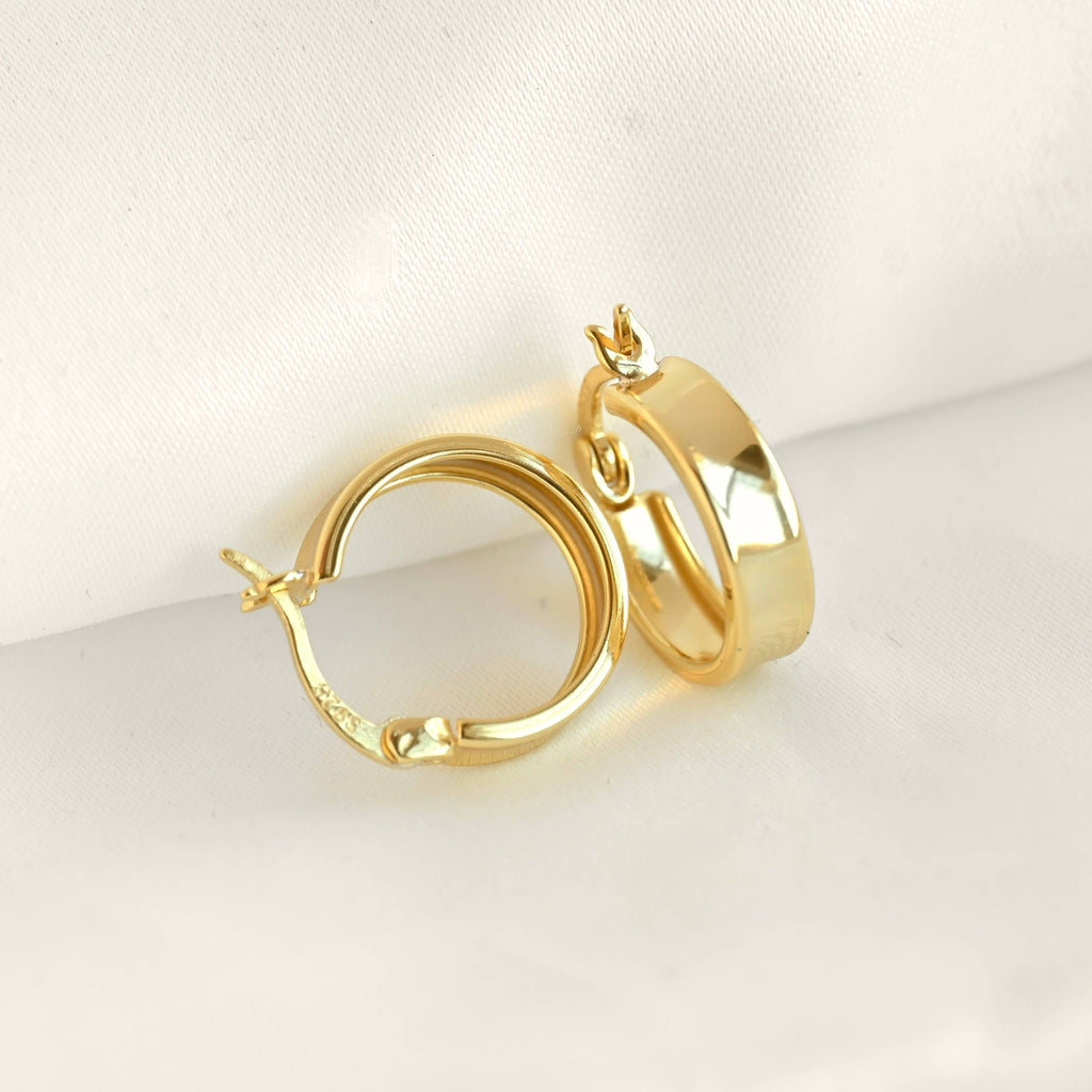 Wide Polished Hoops - Solid 925  Hoop Earrings