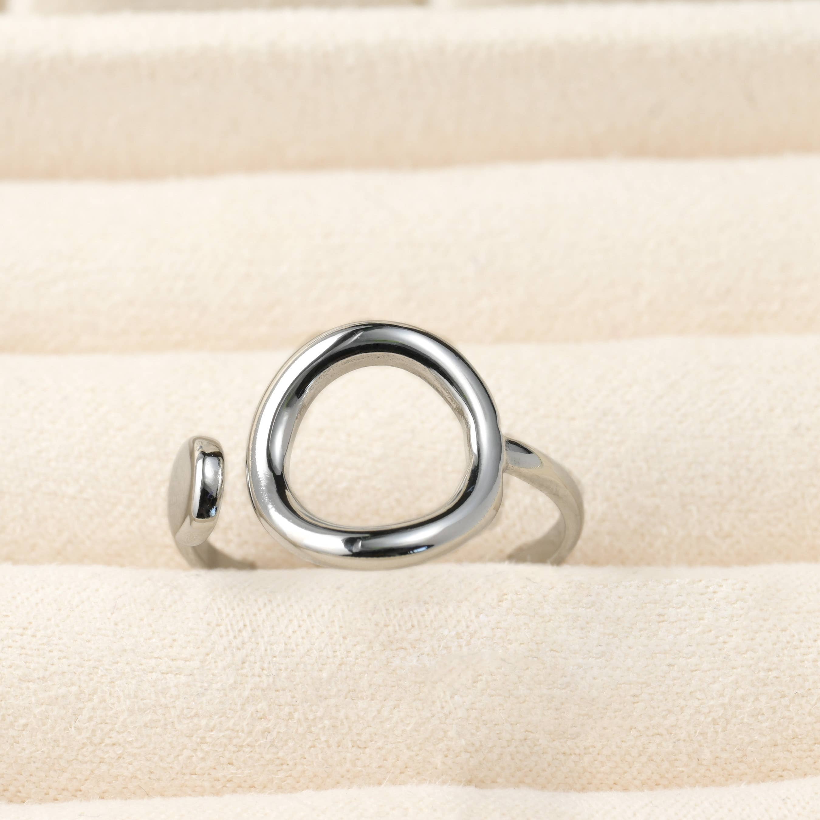 Open Circle Ring - Tarnish Free Adjustable Circle Ring