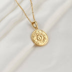 Vintage Style Sun Necklace - Sun Burst Coin Necklace