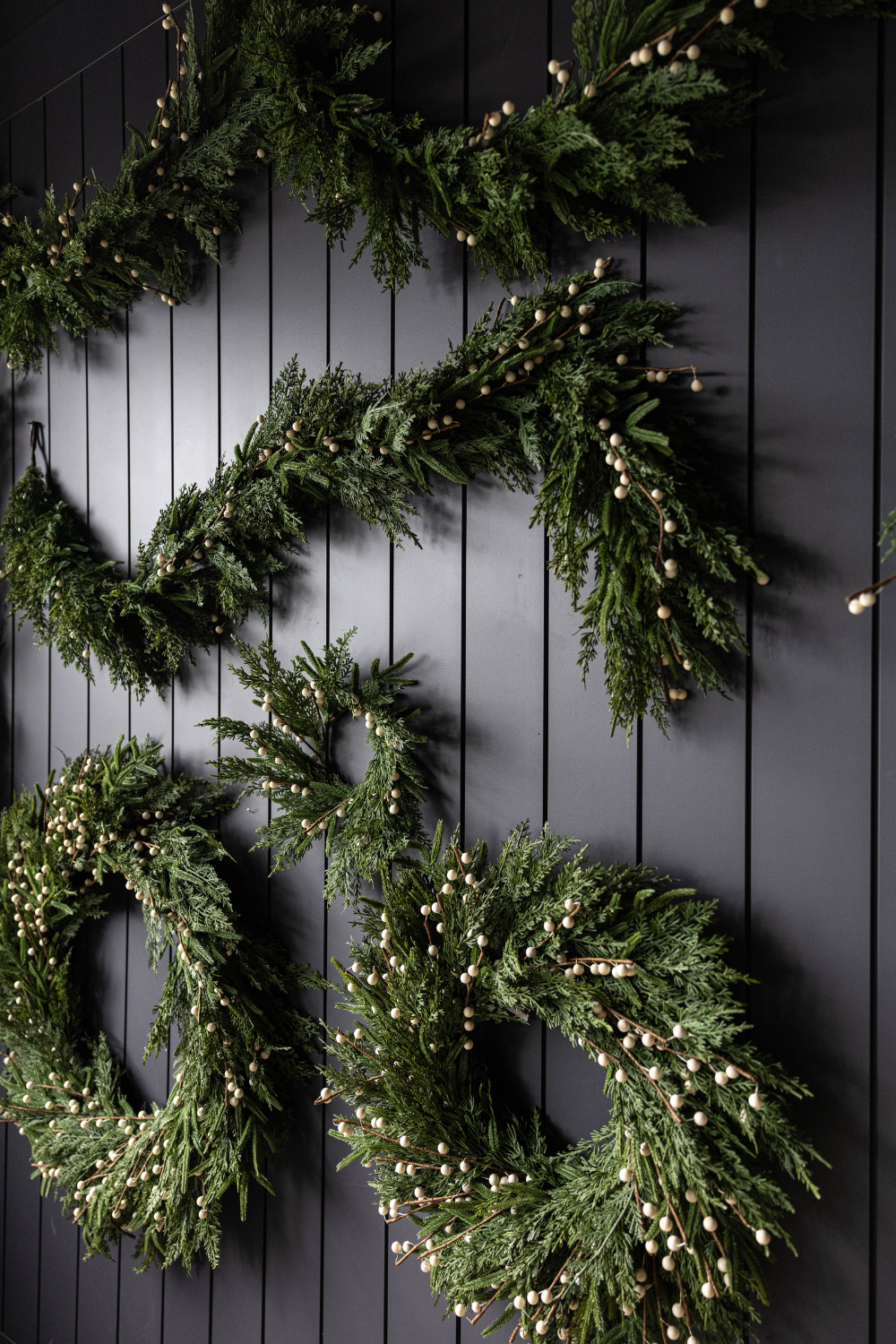 White Plum Berry Norfolk Cypress Real Touch Wreath - 34"