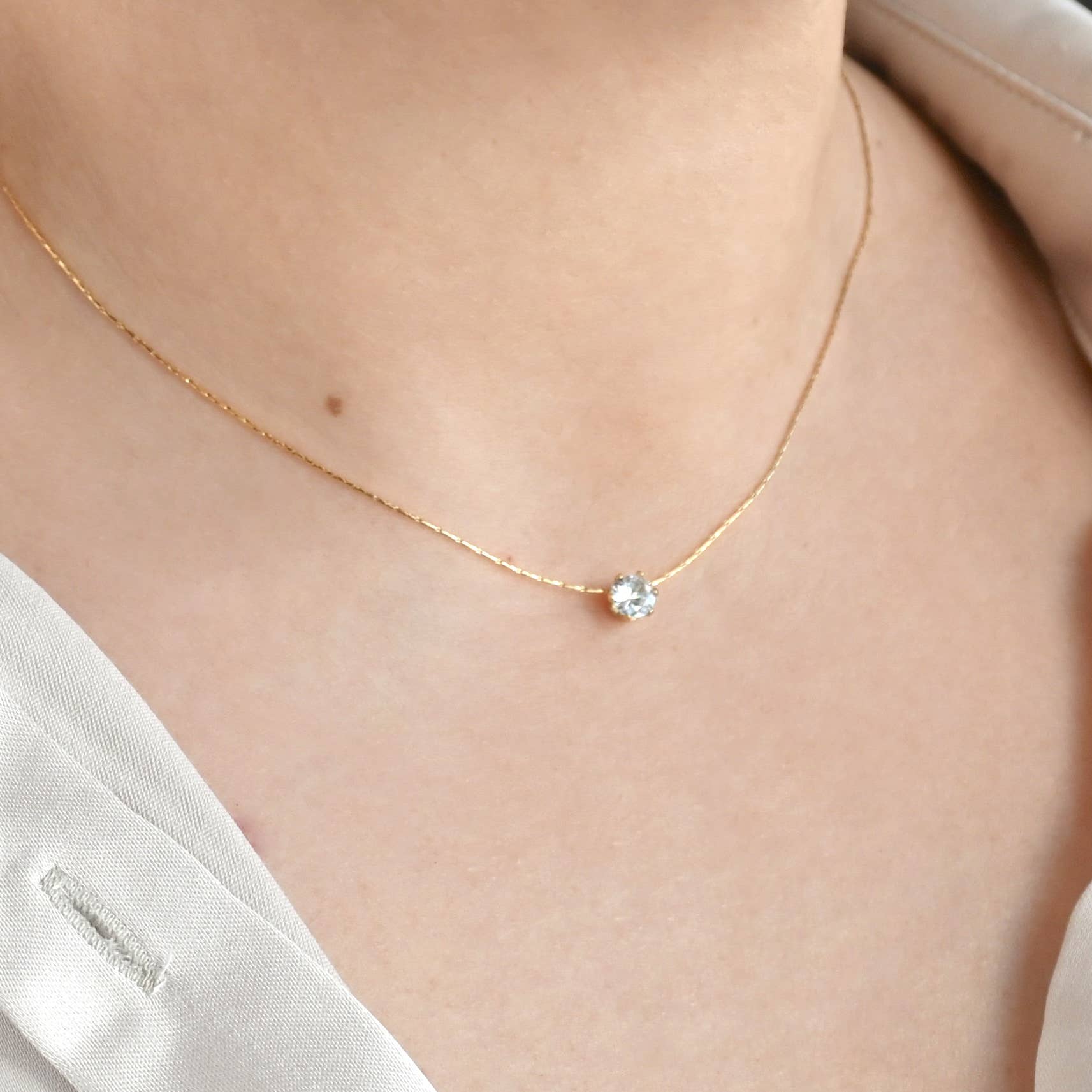 Solitaire Necklace - Tarnish-free Diamond Pendant