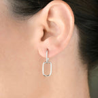 Silver Link Chain Hoops - Sterling Silver Removable U Hoops