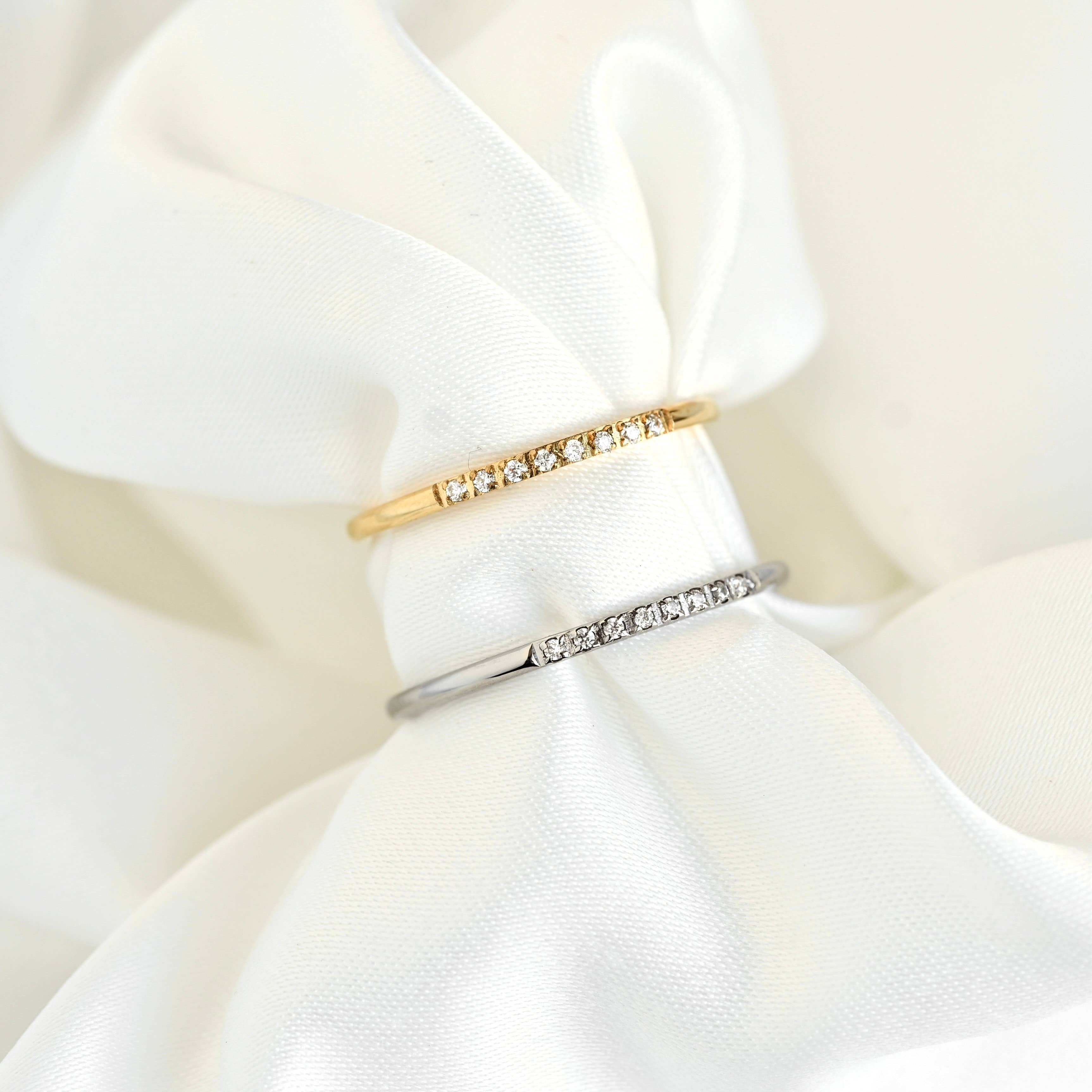 Thin Pave CZ Ring - Slim Stacker Ring - Pave Diamond Band