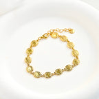 Hammered Square Bead Bracelet - 18k Gold Boho Gold Bracelet