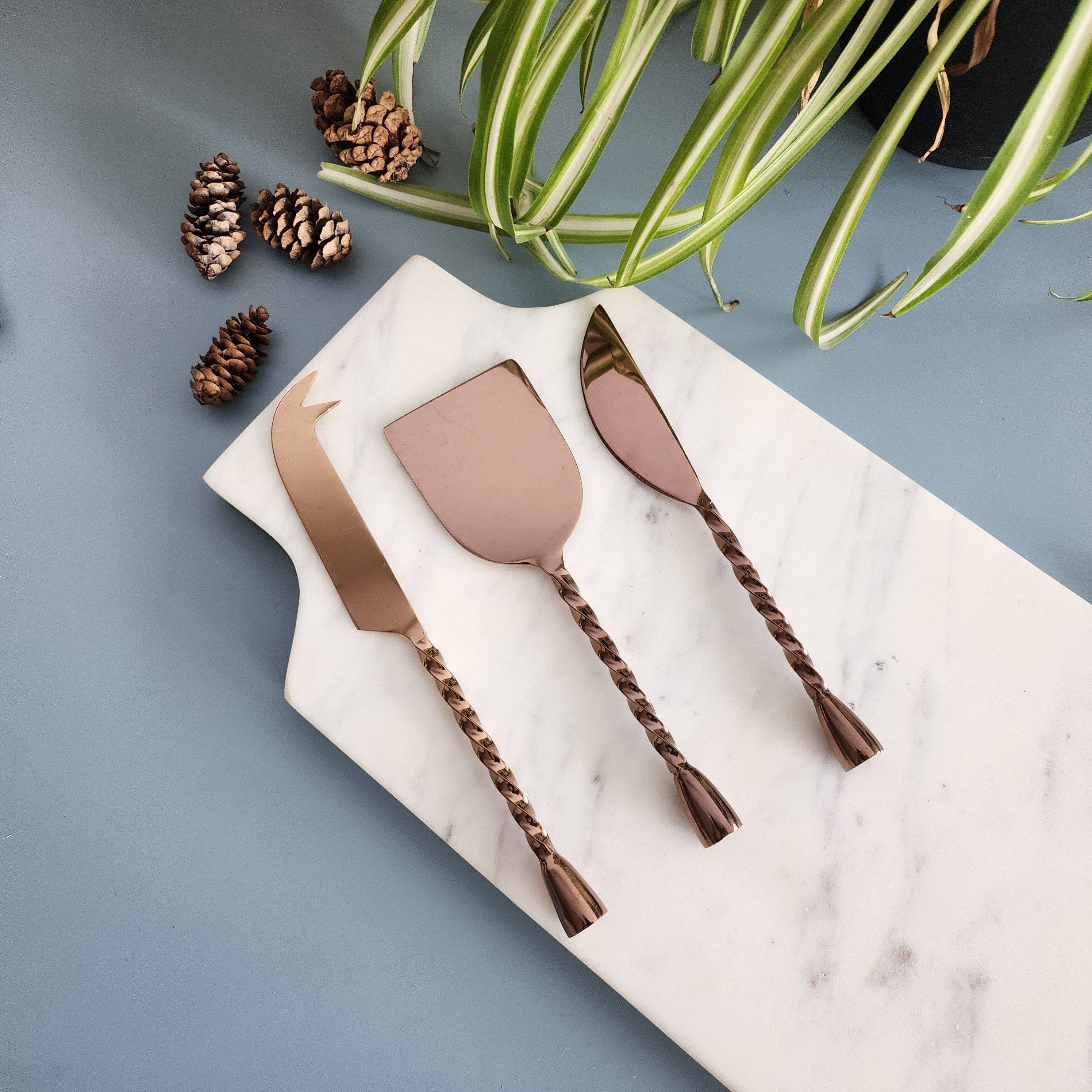 Spiral Handles Cheese Knife Set - Gold , Black & Rose Gold