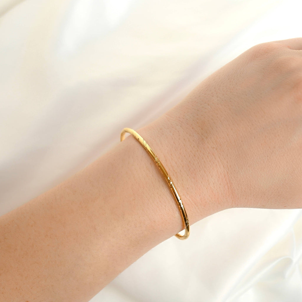 Blueyejewlery - Slim Cuff Bracelets - Waterproof Gold Open Bangle -Claw Cuff