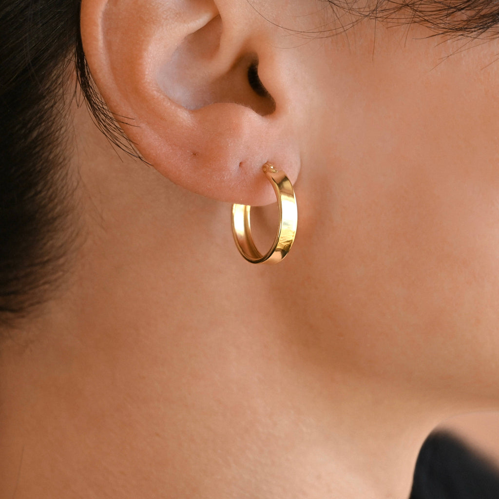 Wide Polished Hoops - Solid 925  Hoop Earrings