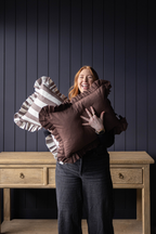 Luxe B Co- Ruffle Lumbar Pillow Cover Brown