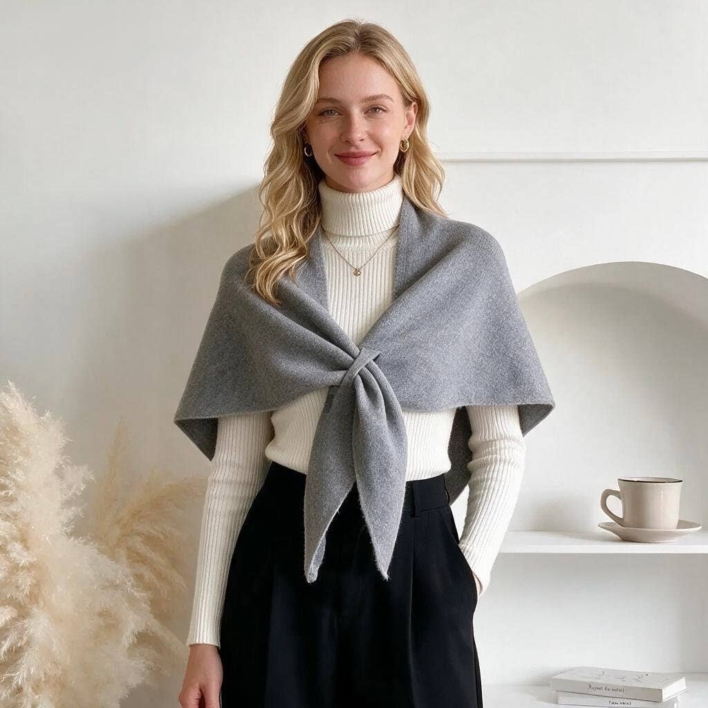 Silrenza Global Inc - Cashmere-Feel Triangle Shawl – Oversized Cozy Wrap Scarf