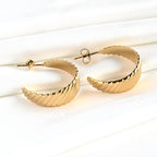 Blueyejewelry - Gold Croissant Hoop Earrings | Wide Croissant Hoops