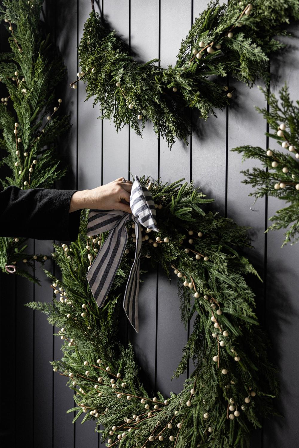 White Plum Berry Norfolk Cypress Real Touch Wreath - 34"