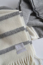 Watson Striped Throw Off White & Dark Grey Stripes with Grey