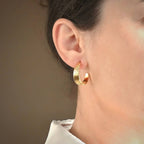 Blueyejewelry - Gold Croissant Hoop Earrings | Wide Croissant Hoops
