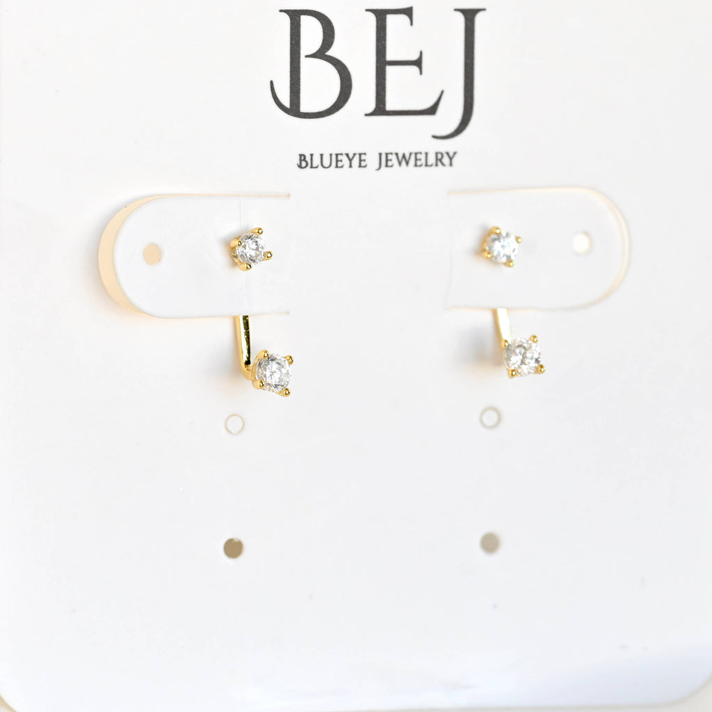 Sterling Silver Front Back Circle Ear Jacket - CZ Earrings