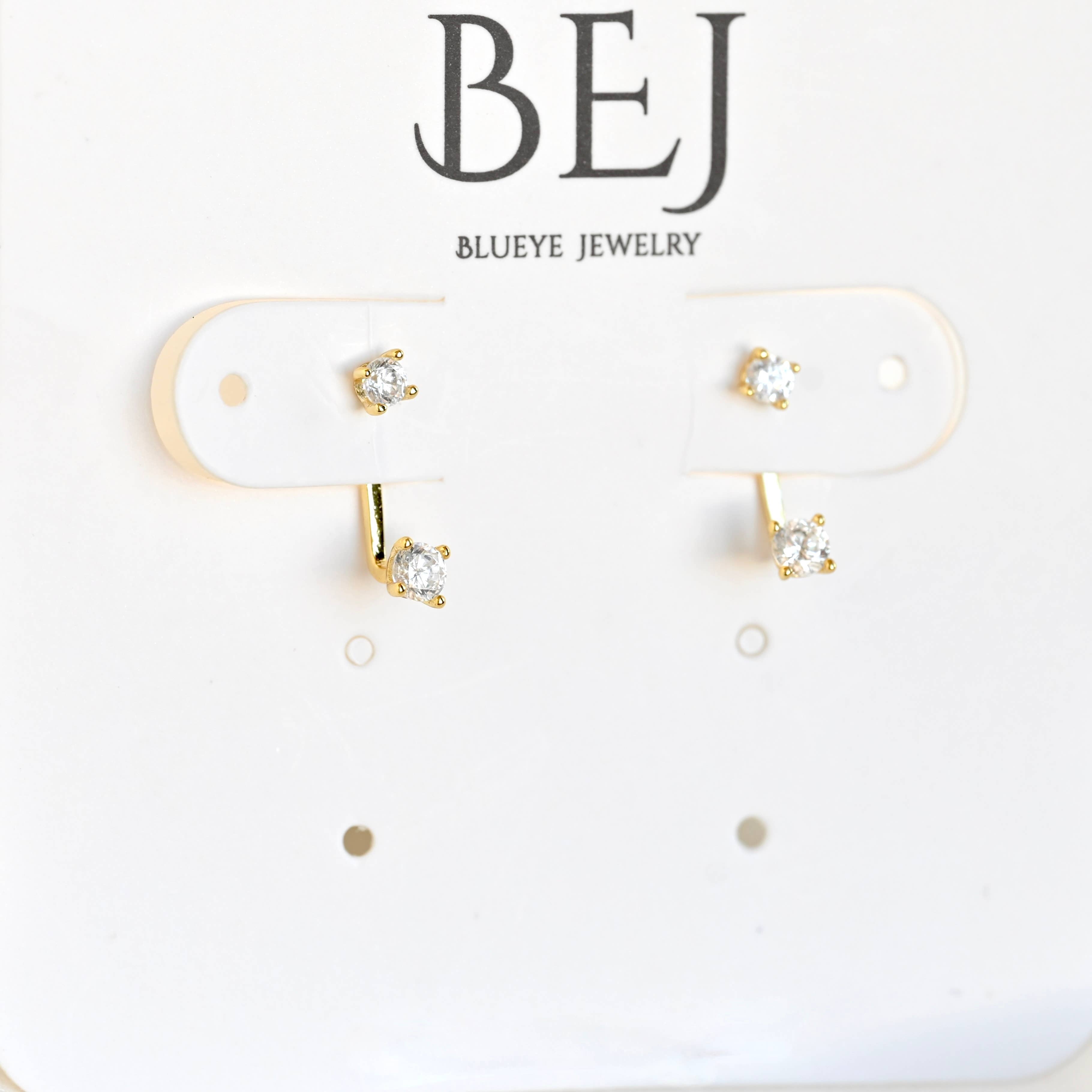 Sterling Silver Front Back Circle Ear Jacket - CZ Earrings