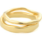 Tarnish-proof Gold Ring Set - 18k Gold Wave Rings