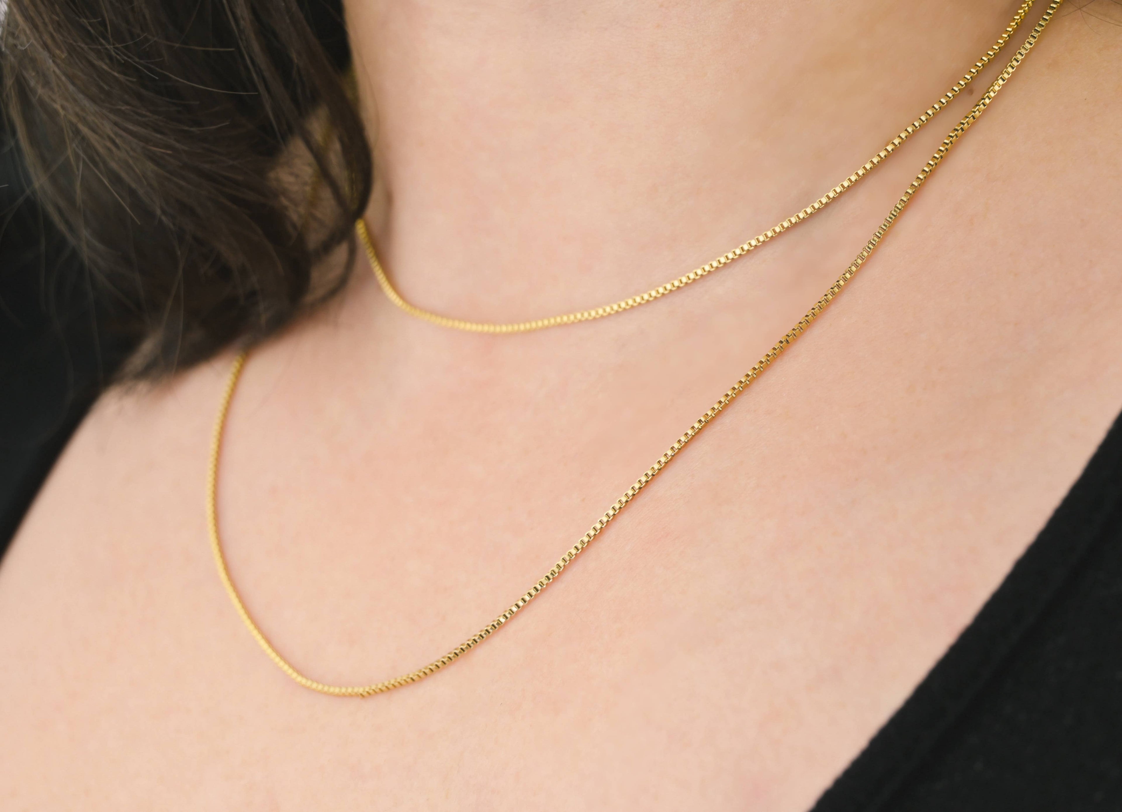 Box Chain Necklace - Dainty Box Necklace - Delicate Chain