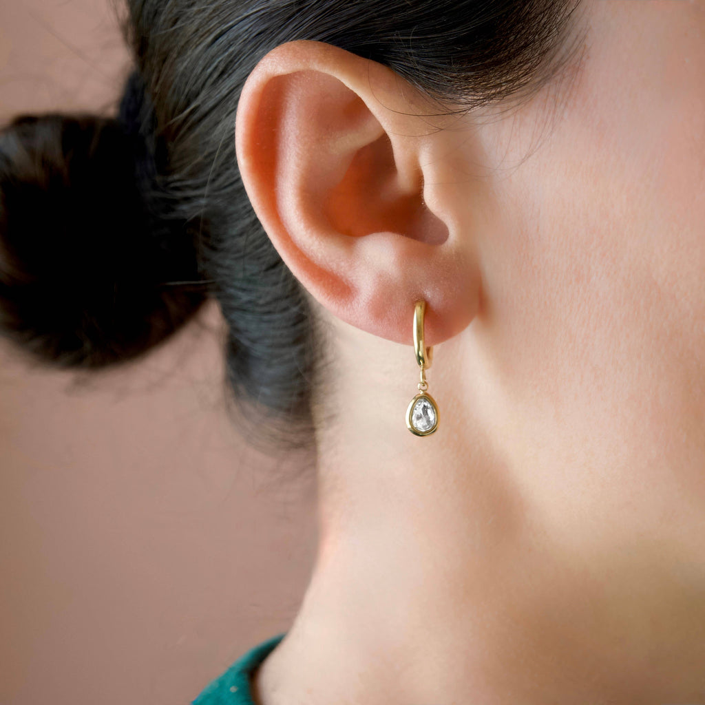 Blueyejewelry - Diamond Teardrop Hoop Earrings