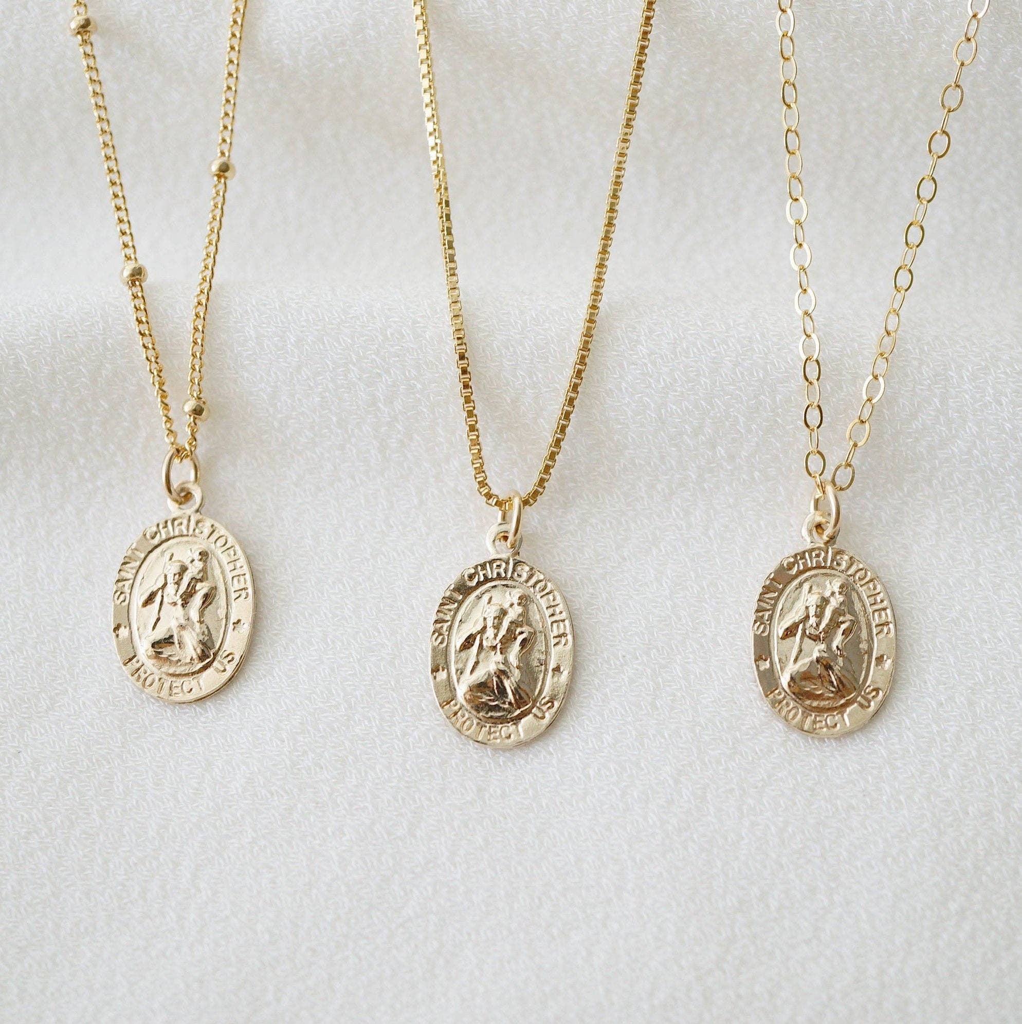 St. Christopher Traveler's Protection Gold Coin Necklace