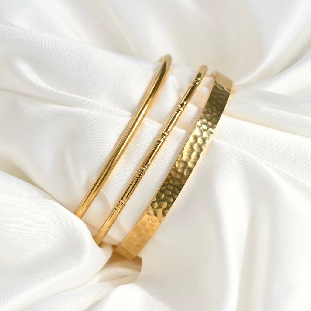 Blueyejewlery - Slim Cuff Bracelets - Waterproof Gold Open Bangle -Claw Cuff