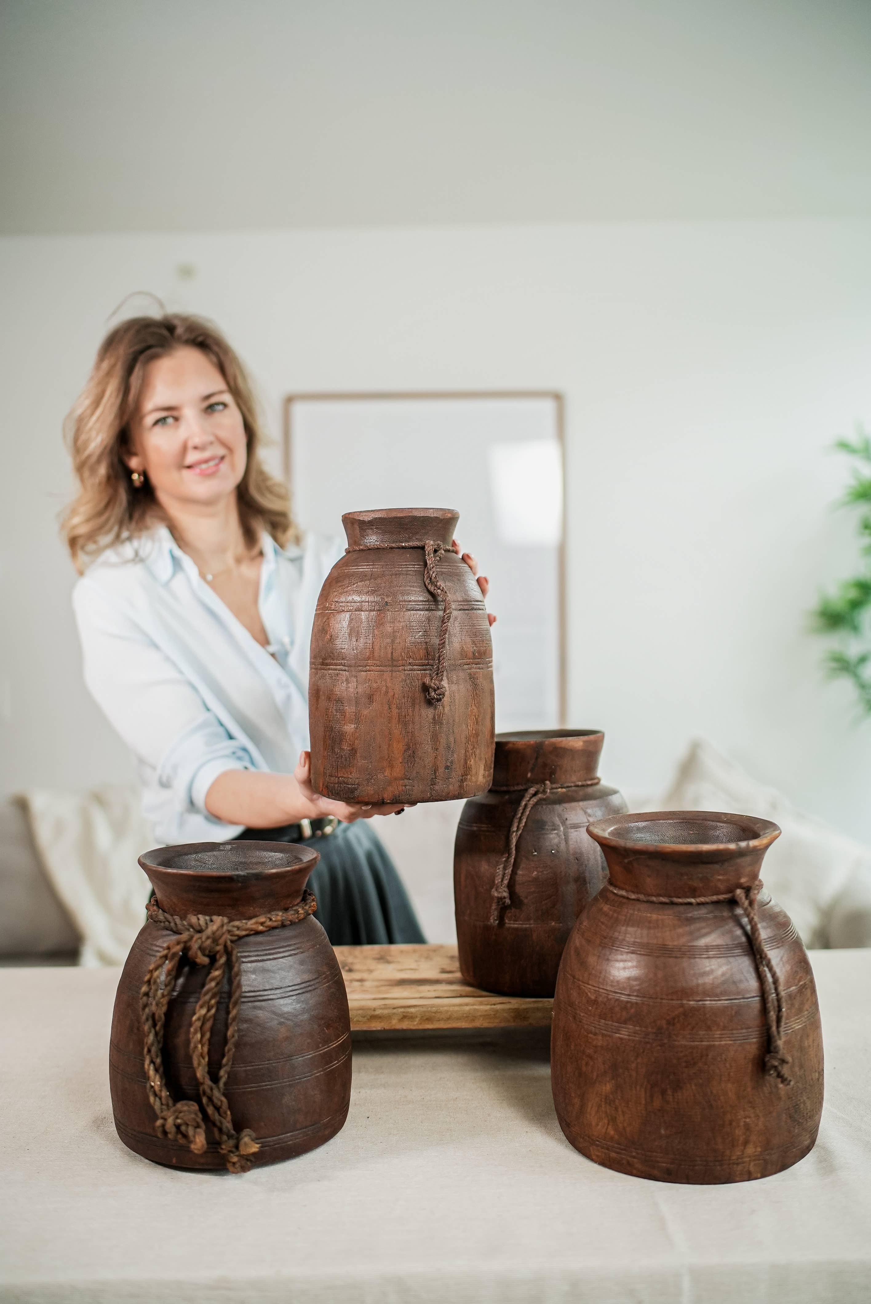 Wooden Himachal Pot, Vase
