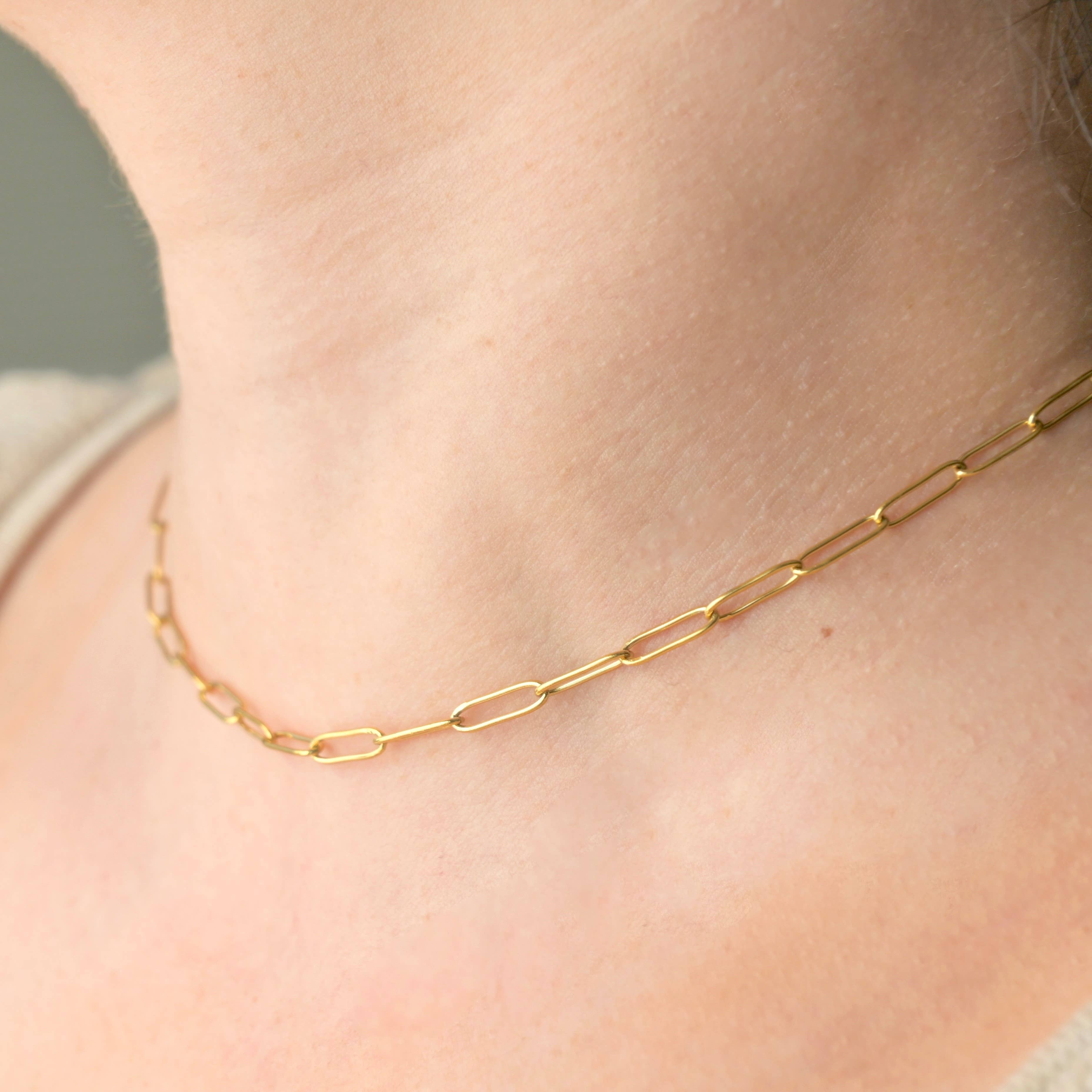 Paperclip Chain Necklace - Dainty Link Chain Necklace