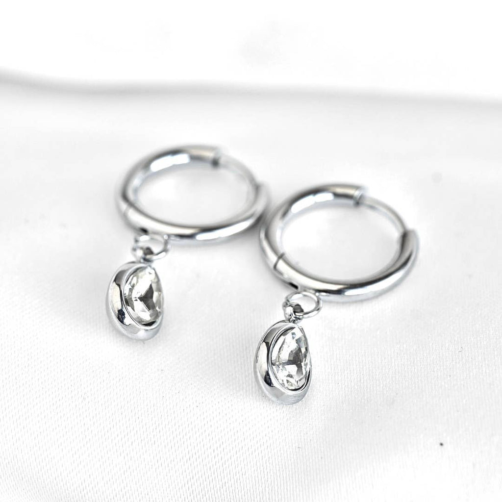 Blueyejewelry - Diamond Teardrop Hoop Earrings