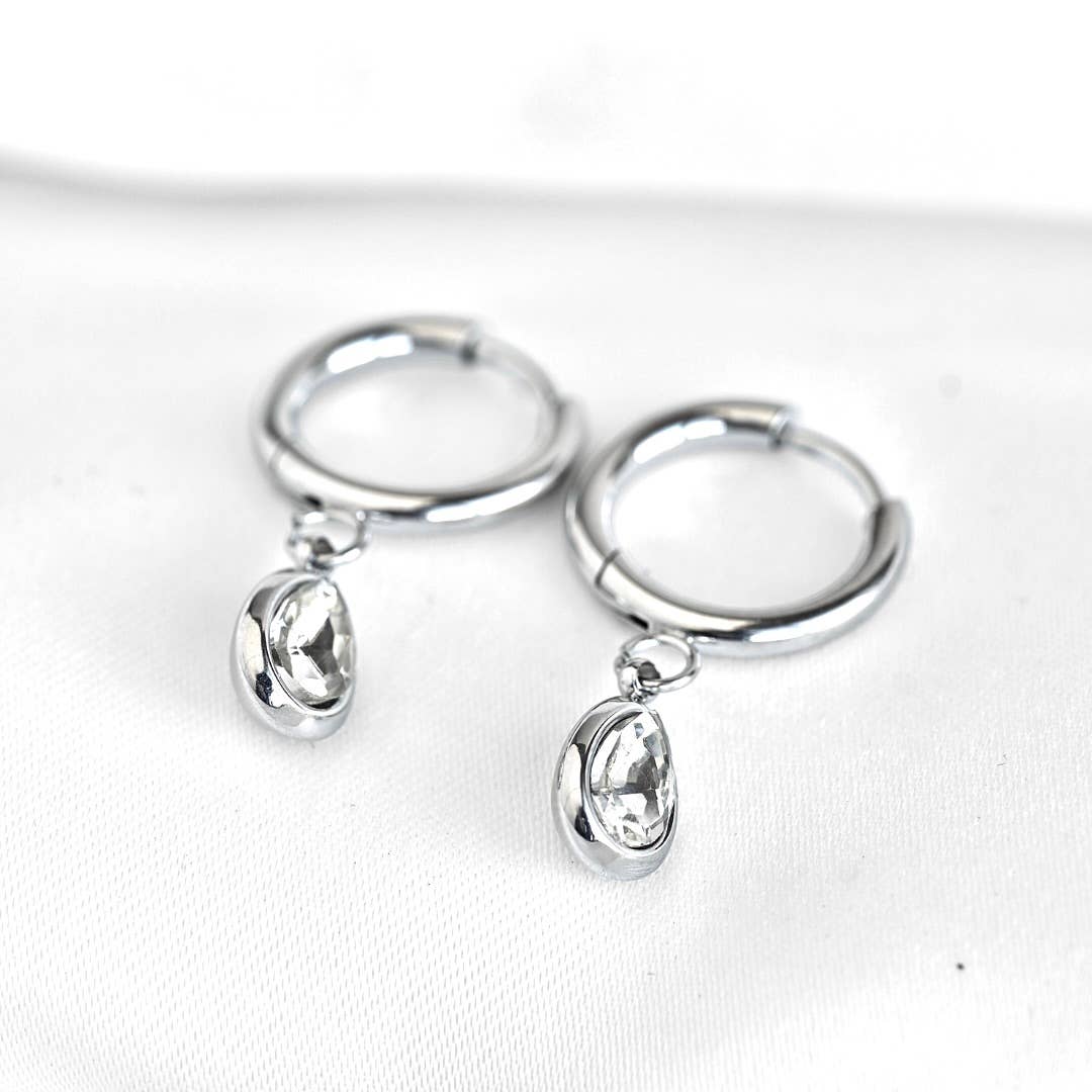 Blueyejewelry - Diamond Teardrop Hoop Earrings